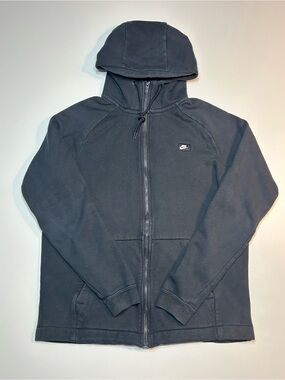 Nike Sportswear Modern Full Zip Scuba Hoodie Black Logo Patch Raglan
